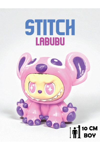 GiginGo Stitch Labubu Pembe Renkli 10cm - Labubu Stitch Karakteri