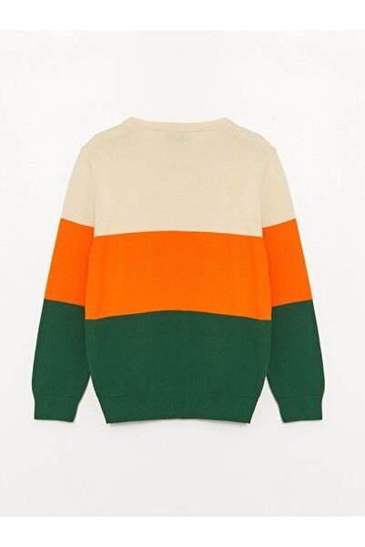 LC Waikiki Bisiklet Yaka Renk Bloklu Uzun Kollu Erkek Çocuk Triko Kazak