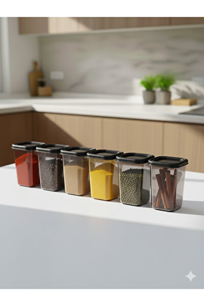 Tasarım Evi 6 قطع حاوية طعام مربعة بغطاء مسطح - مدخنة