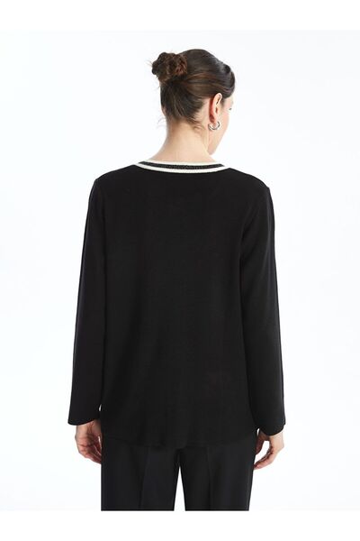 LC Waikiki Crew Neck Embroidered Long Sleeve Women's Knitwear Cardigan