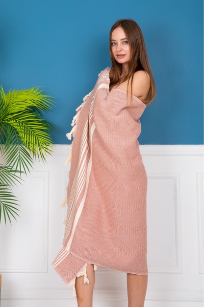 Dokubba - 90X180 cm Peshtemal - Natural Peshtemal - Cotton - Helen
