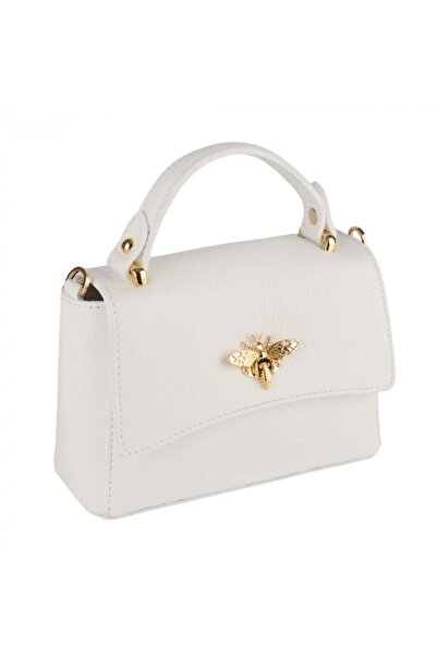 AZZURA Geanta Irene,din piele naturala alba 8212