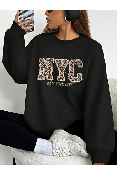 FUFLUNS سويت شيرت مطبوع عليه NYC NEW YORK للجنسين للنساء/الرجال برقبة دائرية