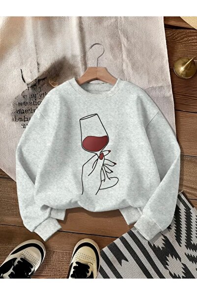 FUFLUNS Kadeh Printed Oversize Unisex Women/Men Crop Neck Sweatshirt