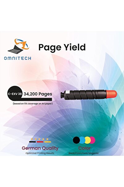 Omnitech خرطوشة حبر أسود Omni Tech C-EXV 38 - متوافقة مع طابعة Canon imageRUNNER Advance 4045، 4
