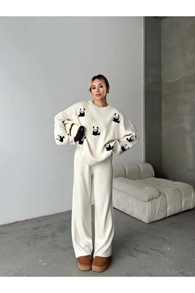 De Pose Cute Panda Patterned Knitwear Set – 6 Color Alternative Combinations