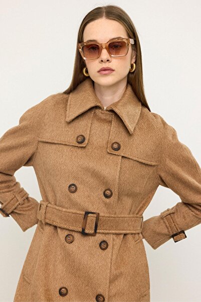 Olcay Μακρύ παλτό Moher με λεπτομέρεια από κάπα με μανίκια Reglan KAMEL 3144