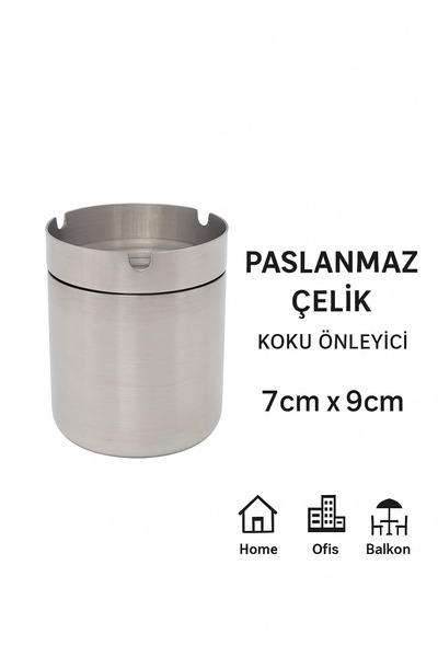 Entude Izdržljiva pepeljara sa poklopcem od nehrđajućeg čelika 7x9 cm Pepelja...