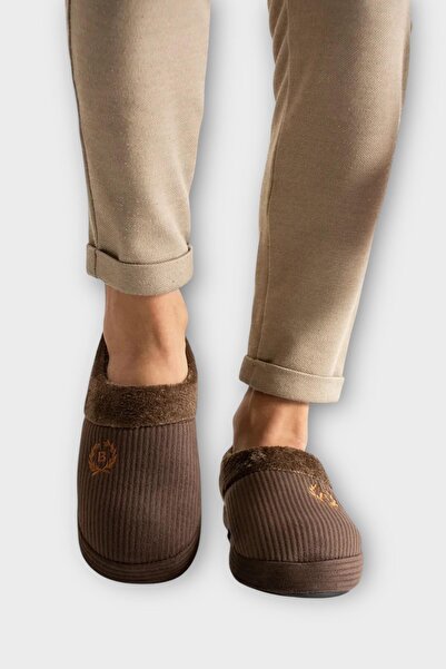 Liger Men's Lightweight Non-Slip Sole Home Shoes Slippers Brown