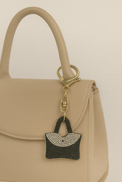 MD Moda Accessories سلسلة مفاتيح على شكل حقيبة سوداء مرصعة بالأحجار