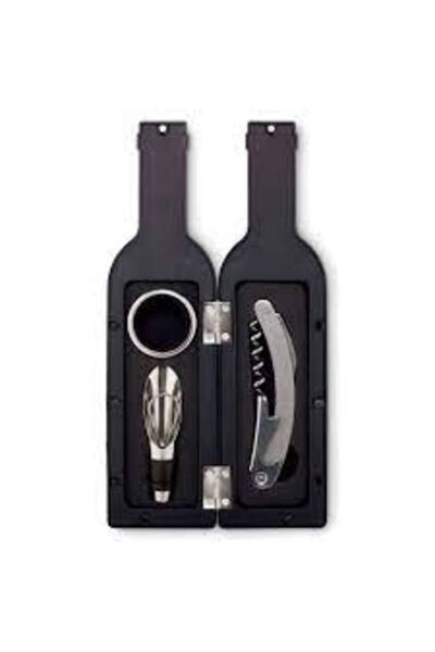 DiversMag Set 3 wine accessories in bottle-shaped box, stainless steel
