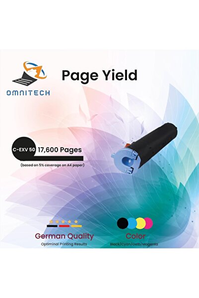 Omnitech خرطوشة حبر أسود Omni Tech C-EXV 50 - متوافقة مع طابعات Canon imageRU...