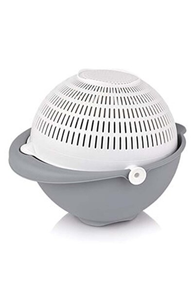 OEM White Colander with Gray Plastic Bowl 26x12cm.