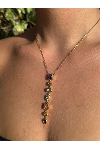 Roha Çelik Gold Chakra Y Kolye