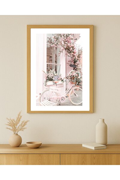 KAYABEY HOME Modern Design Frame Appearance Mdf Painting Flower Bicycle Pink