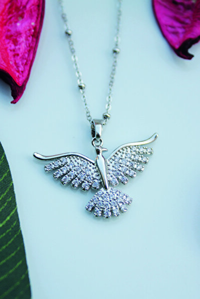 Bizle Tasarla Zirkon Taşlı Çelik Anka Kuşu Kolye Şık Boncuklu Zincir