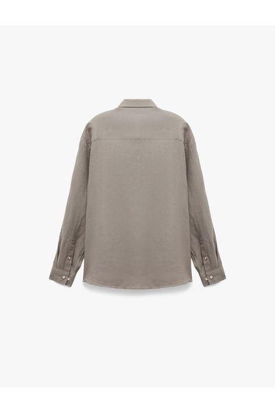 Koton Classic Collar Regular Fit Long Sleeve Linen Shirt