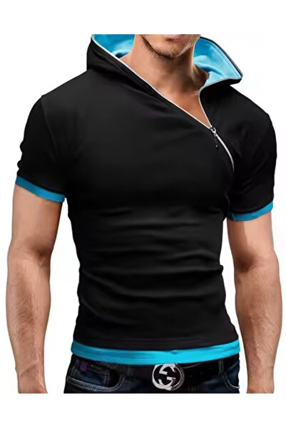 ARDSU Men's Side Zipper Hooded T-Shirt
