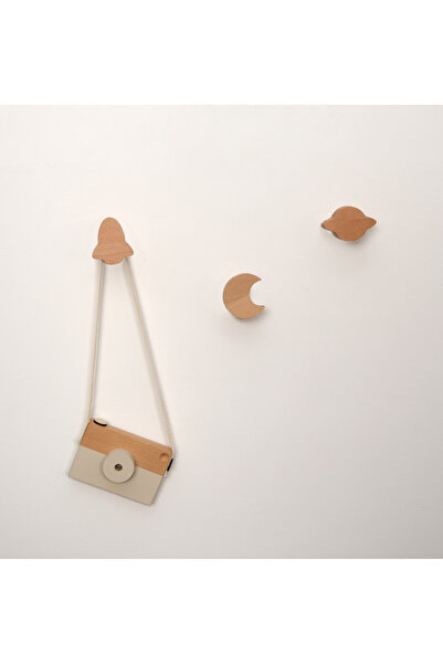 MiniVerse Store MiniVerse Uzay Figürlü Çocuk Odası Ahşap Duvar Askı 3'lü