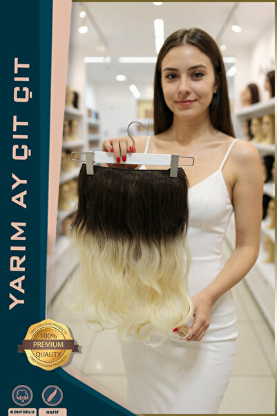 TAM TARZ Fiber Sentetik Yarım Ay Çıtçıt - Koyu Kahve / Platin Ombreli