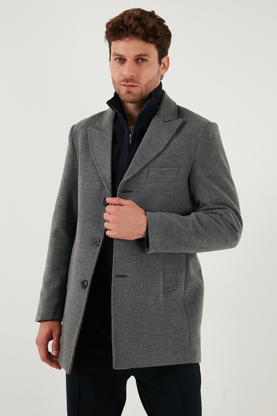 Buratti Slim Fit Lapel Collar Lined Cashmere Coat Men's Coat 584K1217