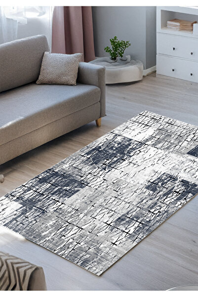 Halise Home Eskitme Lacivert Renk Tel Örgü Desenli Kaymaz Tabanlı Yıkanabilir...