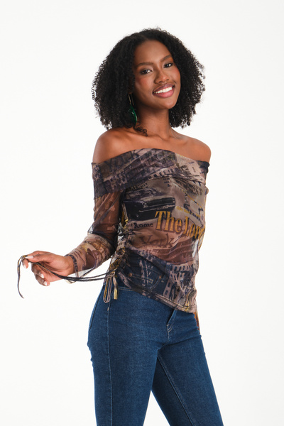 BY PAPI Off Shoulder Gathered Blouse