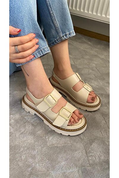 Les Passent Sandale ortopedice pentru femei, piele cremă, cu bandă dublă, cu ...