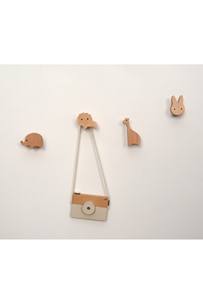 MiniVerse Store MiniVerse Hayvan Figürlü Çocuk Odası Ahşap Duvar Askı 4'lü