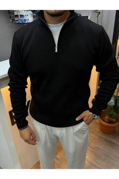 BYATA MENS STYLE Pulover sezonier pentru bărbați, cu jumătate de fermoar, cu ...