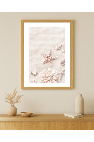 KAYABEY HOME Modern Design Frame-Looking Mdf Painting Sandy Beach Sea Star Seaside Sand