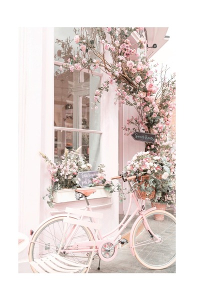 KAYABEY HOME Modern Design Frame Appearance Mdf Painting Flower Bicycle Pink