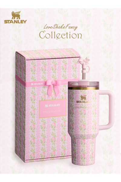 Stanley Love Shack Fancy 40oz Pink Rose Cortex Tumbler Stainless Steel Vacuum Insulated Cup with Lid & Straw