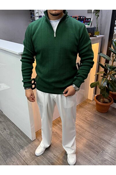 BYATA MENS STYLE Men's Half Zip Polo Neck Seasonal Sweater