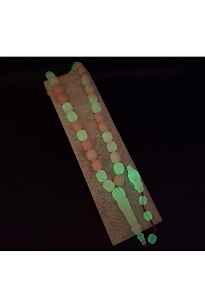 Han Ticarethane سبحة عين القط المطرزة باللون الوردي الفاتح مع تفاصيل تتوهج با...