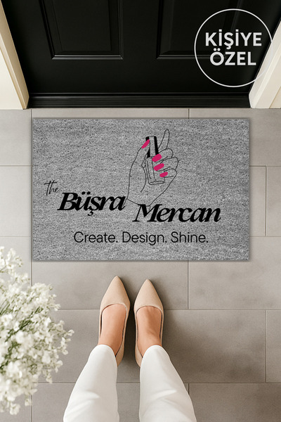 Dormot طباعة رقمية حديثة على شكل فن الأظافر باللون الرمادي، سجادة أمامية لباب...