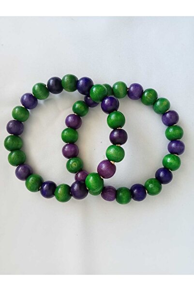 hobi duragı Renkli Ahşap Boncuklu Yuvarlak Çanta Sapı