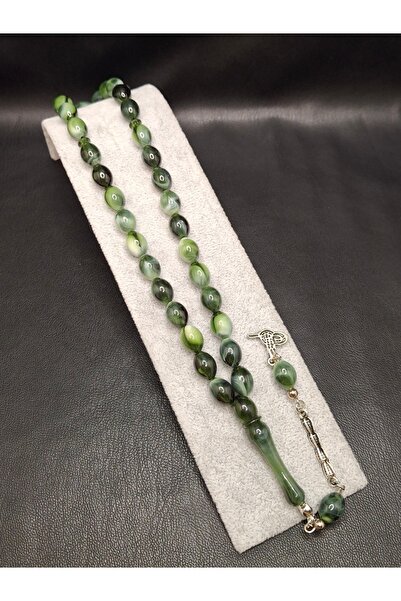 Han Ticarethane Mărgele de rugăciune din chihlimbar cu pulbere de culoare ver...