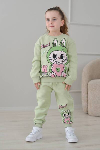 ARBİ kids Girls' Labubu Three-Thread Quilted Double Suit Back to School