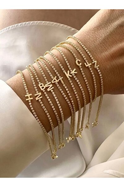 AychaAksesuar Çelik kuyumcu model suyolu zirkon taşlı minimal S harfli bileklik