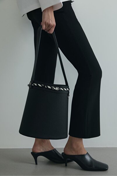 Suud Collection Black Lora Belted Leather Bag