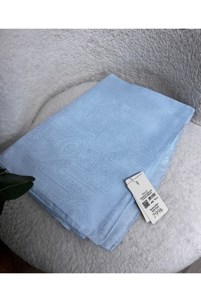 MODA Mineşeşaro Baby Blue Ethnic Monogram Cotton Shawl