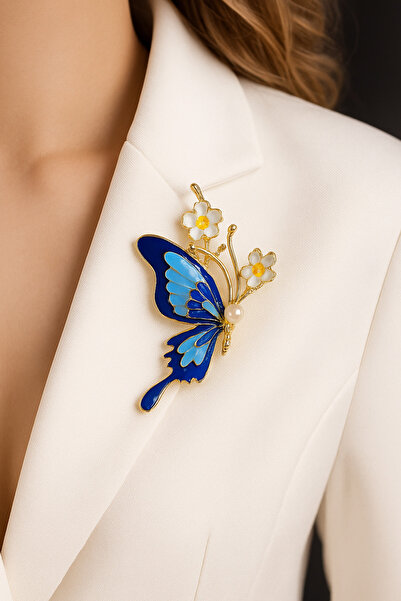 MRK Kadın Çiçekli Kelebek Broş