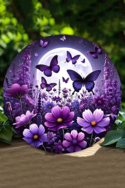 kutuTR Mor Kelebek & Ay Manzaralı UV Baskı 3D GÜRÜNÜMLÜ MDF Duvar Süsü – 33x3...