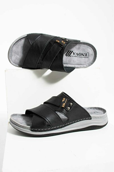 ADIMİST شبشب رجالي أنيق من الجلد الصناعي (SUNI) مخصص للاستخدام المنزلي والخارجي، مزود بقاعدة مريحة ومشدودة بمشبك.