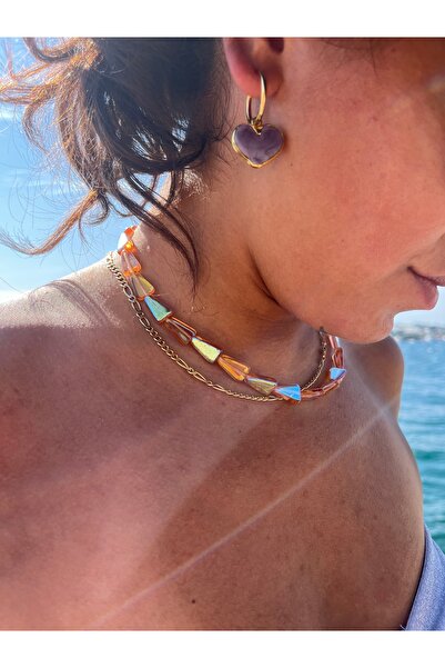 THE NERO DESIGN Özel Tasarım Lüsterli Işıltılı Kristal Boncuklu Kolye