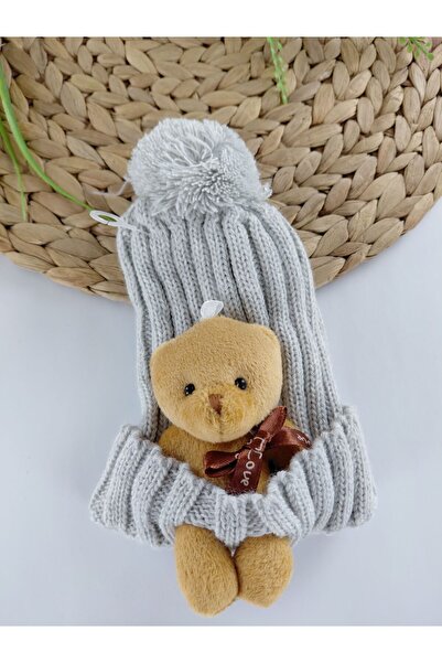 Butik Girl / Boy Child Beanie with Teddy Bear Accessory 0-1 Years Old