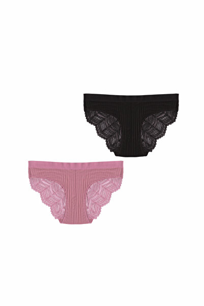 Simi Underwear Luxe Kadın Renkli Dantelli Slip Külot 2 li Paket