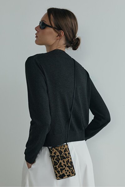 Suud Collection Kahverengi Mia Leopar Telefon Çantası