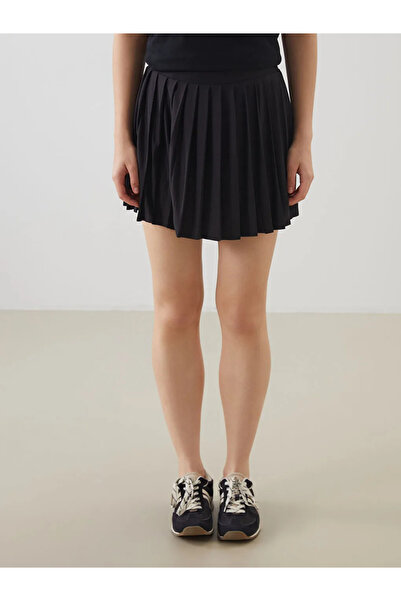 LC Waikiki XSIDE ACTIVESiyah Beli Lastikli Pileli Kadın Spor Şort Etek